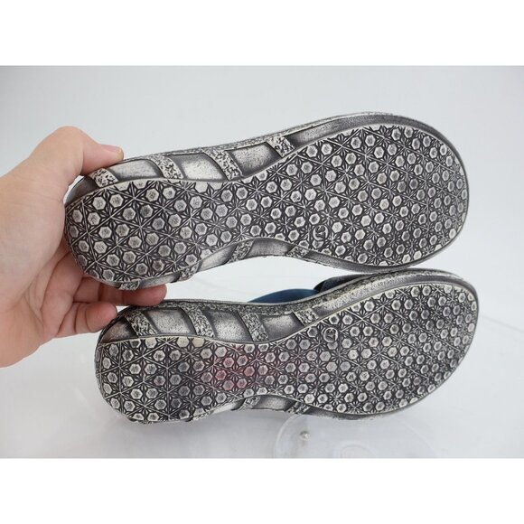 Spring Step Women's Swirlet Blum Sandal Size 37 6 Blue Red Leather Slip On Flat - Picture 8 of 10